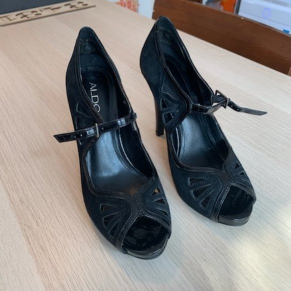 ALDO Black Suede Peep-toe - Picture 5 of 5